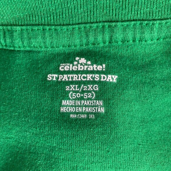 Lucky Clover St Patricks Day Crewneck T Shirt 2XL Green Short Sleeve Graphic - Picture 6 of 6